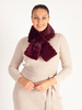 Wine Ribbed Faux Fur Scarf with Slot Through Fastening