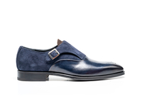 Augusto - Navy Kudu Calf Crust Leather Men Buckle Loafer