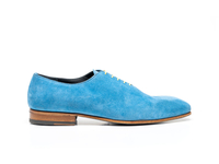 Cesare - light blue kudu Leather Men Oxford Plain Vamp