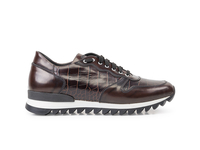 Italo - Low top running polished crocodile coffee