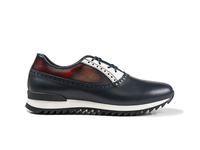 Nerva - Low top running red polished navy calf leather