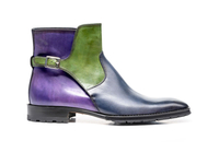 Tito - Navy Green Violet Calf Crust Leather Men Buckle Boot