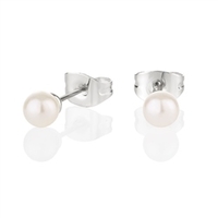 Silver Plated Pearl Earring 4mm