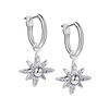 Silver Plated Star Earrings with Clear Stones