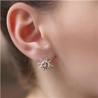 Silver Plated Sun Stud Earrings