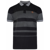 Kam Fashion Stripe Short Sleeve Polo Size: 6XL,  Colour: BLACK