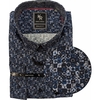 Kings Road Mens Big Size Square Pattern Print Casual Long Sleeve Shirt