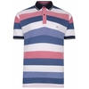 Peter Gribby Mens Big Size Hoop Stripe Contrast Collar Cotton Pique Polo Navy