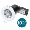 10 Pack Fixed Fire Rated LED White Downlight - Bulbs Included - COOL Light Bulb