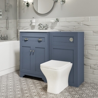 1100mm Toilet and Basin Combination Unit - Modern Toilet - Blue - Baxenden