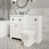 1100mm Toilet and Basin Combination Unit - Modern Toilet - White - Baxenden