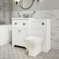 1100mm Toilet and Basin Combination Unit - Modern Toilet - White - Baxenden