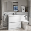 1300mm Toilet & Basin Combination Unit - 2 Drawer - White - Portland