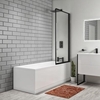 1700 x 700 Rutland Single Ended Square Bath with Jupiter 800mm 6mm Black Framed Bath Screen
