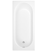 1700 x 750 Alton Single Ended Round Bath with Saturn Hinged 1450mm 6mm Matt Black Bath Screen with Towel Rail