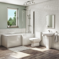 1700mm L Shaped Shower Bath Suite with Screen and Toilet & Basin - Right Hand - Tabor