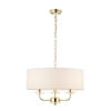 3 Light Pendant in Brass & White Shade - Nixon