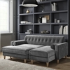 3 Seater Right Hand Facing L Shaped Sofa with Footstool in Grey Velvet - Idris