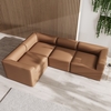 4 Seater Left Hand Facing Corner Modular Sofa in Tan Faux Leather - Hendrix