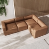 4 Seater Right Hand Facing Corner Modular Sofa in Tan Faux Leather - Hendrix