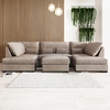 4 Seater U Shaped Corner Sofa With Footstool in Beige Woven Fabric - Madison