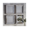 4 Square Mirrors with Distressed Mirrored Frames - Caspian House