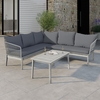 6 Seater Grey Rope Effect Corner Sofa Set with Table - Como