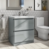 800mm Light Grey Gloss Floorstanding 2 Drawer Vanity Unit with Basin - Portland