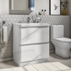 800mm White Gloss Floorstanding 2 Drawer Vanity Unit with Basin - Portland