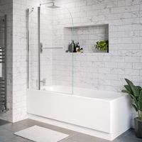 Alton Single Ended 1700x700 Bath with Front Panel and Hinged Bath Screen with Towel Rail