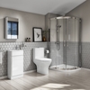 AquaFloe Iris 900 x 900 Shower Cubicle with Portland Close Coupled & 410 Floorstanding White Gloss Vanity Unit
