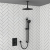 Arissa Concealed Round Matt Black 2 outlet shower valve with slide rail kit and shower head and ceiling arm- Dual Contro