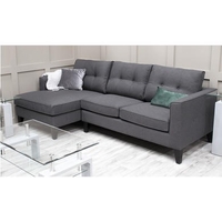 Astrid Grey Fabric Corner Sofa with Button Back
