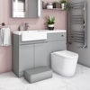 Bali Matt Grey Toilet and Basin Vanity Combination Unit 1100mm Left Hand with Child Step