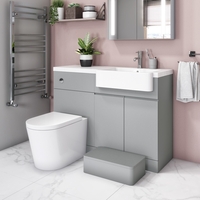 Bali Matt Grey Toilet and Basin Vanity Combination Unit 1100mm Right Hand with Child Step