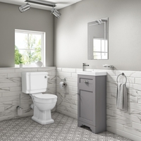 Baxenden Cloakroom Toilet Suite with Grey Floorstanding Vanity Unit and Basin and Park Royal Toilet