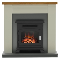 Be Modern Ravensdale Electric Suite in Stone Finish with Banbury Fire
