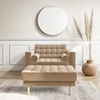 Beige Velvet Buttoned Loveseat with Matching Footstool - Elba
