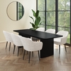 Black Oak Extendable Dining Table with 6 Cream Boucle Dining Chairs - Jarel