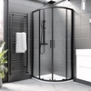 Black Offset Quadrant Enclosure With Tray 900 x 760mm 8mm Glass - Pavo Range