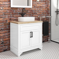 Camden Matt White 800mm Vanity Unit with Tennessee Round Countertop Basin