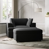 Charcoal Grey Velvet Loveseat and Footstool Set - August