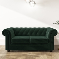 Chesterfield Sofa in Green Velvet - Bronte