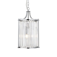 Chrome Pendant Light with Glass Crystals - Searchlight