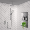 Concealed Round Dual Outlet Shower Valve with 250mm Ultra Slim Shower Head Ceiling Arm and 3 Function Slide Rail Kit