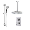 EcoStyle Thermostatic Dual Outlet Shower Valve with Rina Slide Rail Kit Ultra Slim Shower Head and Ceiling Arm