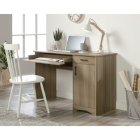 Essentials Computer Deskin Oak with Cupboards