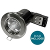 Fixed Fire Rated LED Brushed Steel Downlight - Bulb Included - COOL Light Bulb