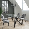 Glass Dining Table with 4 Grey Velvet Dining Chairs - Dax