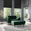 Green Velvet Loveseat with Matching Footstool - Elba